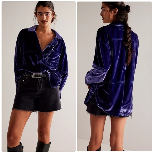 Free People Dresses & Skirts - New! Free People We The Free Peyton Velvet Purple Pullover Tunic 💜💜 XS NWT!